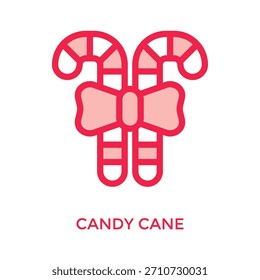 Icono de bastón de caramelo de estilo rojo lineal. Ilustración vectorial Para El Diseño gráfico