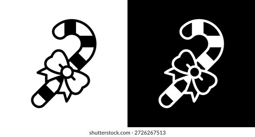Candy Cane Icon Of Mixed Black And White Style