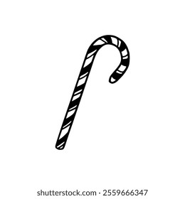 A candy cane icon on a white background