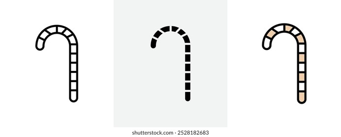 Candy cane icon Outline sign symbol set