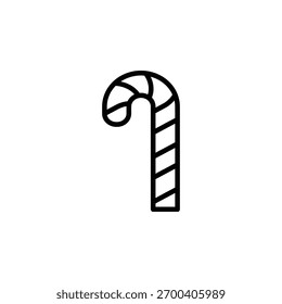 Candy Cane Icon With Outline Style