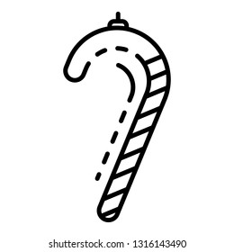 Candy cane icon. Outline candy cane vector icon for web design isolated on white background
