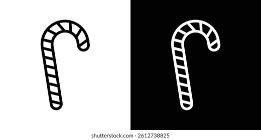 Candy Cane icon set. Black illustration isolated for graphic and web design
