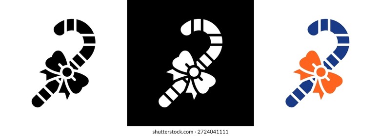 Candy Cane Icon Set Glyph Vector Illustration