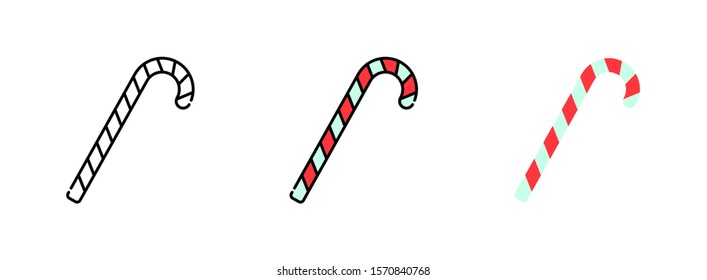 Candy Cane icon set  isolated on white background for web design