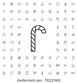 Candy cane icon. set of outline holiday icons.