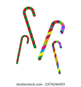 Candy cane icon set. Vector illustration. EPS 10.