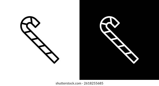 Candy Cane icon shape graphic simple plain clipart symbol. thin line outline art