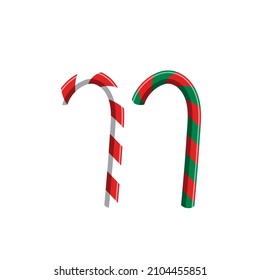 Candy cane icon silhouette. New year and xmas, christmas, winter symbol. Vector illustration