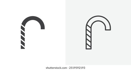 Candy cane icon. solid filled and stroke thin line style eps 10