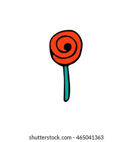 Candy cane icon with stripes isolated on white background in style hand draw