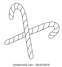 Candy cane icon. Sugar lollipop sign. Sweet lolly pop symbol. Linear icons on white background.