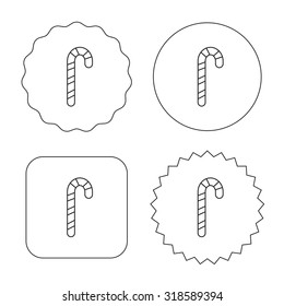 Candy cane icon. Sugar lollipop sign. Sweet lolly pop symbol. Flat circle, star and emblem buttons. Labels design. Vector