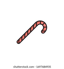candy cane icon. vector illustration filled outline style design. isolated on white background