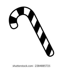 Candy Cane Icon Vector Illustration Isolated on Transparent Background. Use for Xmas, Decoration, Greeting Card Etc.