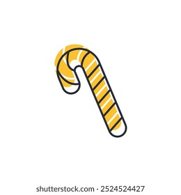 Ilustración vectorial de icono de caña de caramelo. Símbolo del bastón de caramelo aislado en el fondo blanco