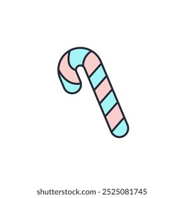 Ilustração vetorial do ícone Candy Cane. Símbolo Candy Cane isolado em fundo branco