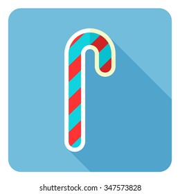 Candy cane icon. Vector illustration. Flat design.