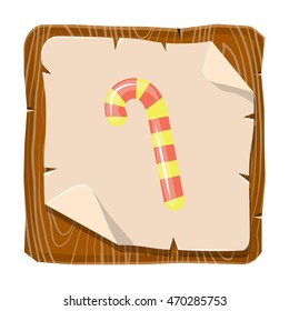 Candy cane icon. Vector illustration in cartoon style