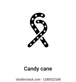 Candy cane icon vector isolated on white background, logo concept of Candy cane sign on transparent background, filled black symbol