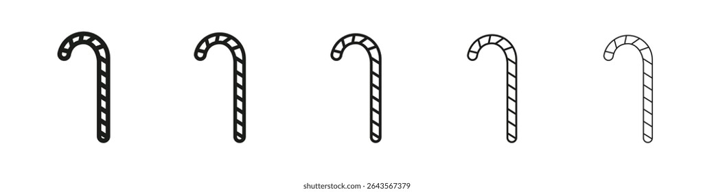 Candy Cane icon vector outline set illustration sign