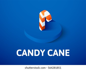 Candy cane icon, vector symbol in flat isometric style isolated on color background