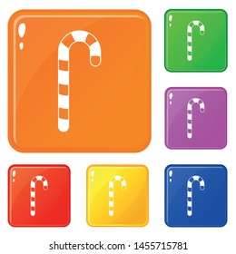 Candy cane icons set collection vector 6 color isolated on white background