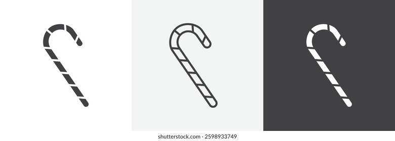 Candy cane icons in Thin line black color. flat simple vector symbols illustration.
