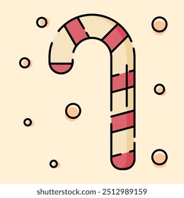 Candy Cane Illustration Flat Design Style, Perfect for Dessert Theme Design