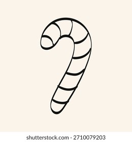 Candy cane illustration with simple design suitable for holiday decorations and crafts