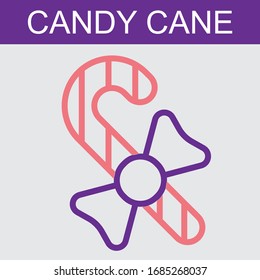 candy cane isolated on transparent backdrop. Vector illustration. Top view on icon. Template for greeting card on Christmas and New Year. christmas element collection
