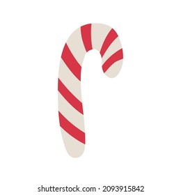 Candy cane isolated on white background. Cartoon of cane vector icon