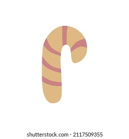 Candy cane isolated on white background. Cartoon of cane vector icon