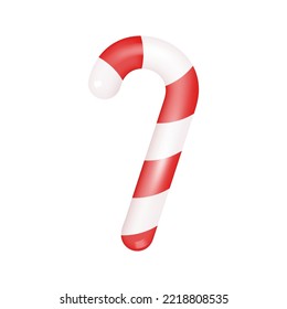 Candy Cane Isolated on White Background. Christmas Sweets. Vector 3d Illustration