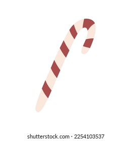 Candy cane isolated on white background. Cartoon of cane vector icon. Vector illustration