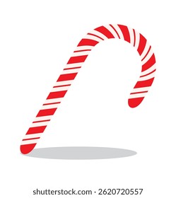 Candy cane isolated on white background, Candy cane icon Classic candy cane with red and white spiral on an isolated background eps 10