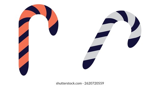 Candy cane isolated on white background, Candy cane icon Classic candy cane with red and white spiral on an isolated background eps 10