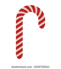 Candy cane isolated on white background, Candy cane icon Classic candy cane with red and white spiral on an isolated background eps 10