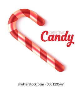 Candy Cane Isolated on White Background. Christmas Candy. Christmas Design.  Vector illustration.