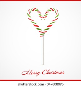 Candy cane isolated on white. Heart