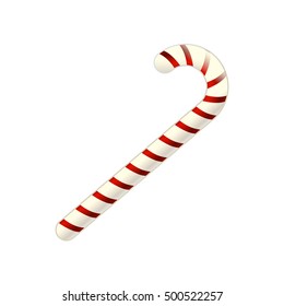 Candy cane isolated on white, Christmas candy icon