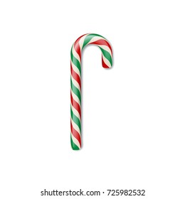 Candy cane isolated on white background. Vector Christmas and New Year design element.