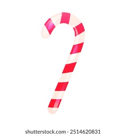 Candy cane isolated vector illustration. Traditional striped red and white Christmas candy, winter holiday sweet treat.  