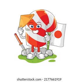 the candy cane japanese vector. cartoon character