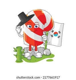 the candy cane korean character. cartoon mascot vector