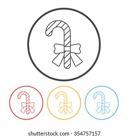 candy cane line icon