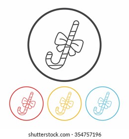 candy cane line icon