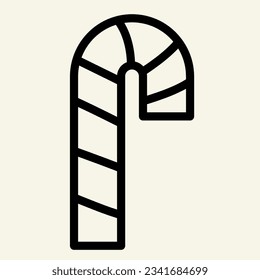 Candy cane line icon. Christmas peppermint candy cane with stripes outline style pictogram on white background. Sweet holiday stick mobile concept web design. Vector graphics.