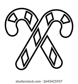 candy cane line icon design. candy cane thin black outline symbol vector illustration. editable stroke icon on transparent background.