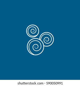 Candy Cane Line Icon On Blue Background